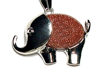EP-40 LUCKY ELEPHANT ON STONE PENDANT IN GOLDSTONE