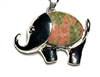 EP-42 LUCKY ELEPHANT ON STONE PENDANT IN UNAKITE