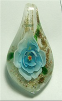 GP15-02 GLASS PENDANT WITH TURQUOISE FLOWER