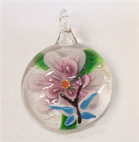 GP3-01 ROUND GLASS PENDANT WITH FLOWER