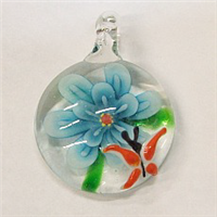 GP3-02 ROUND GLASS PENDANT WITH FLOWER