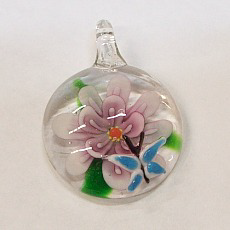 GP3-04 GLASS ROUND PENDANT WITH FLOWER