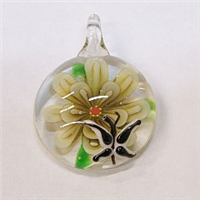 GP3-05 GLASS ROUND PENDANT WITH FLOWER