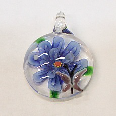 GP3-06 GLASS ROUND PENDANT WITH FLOWER