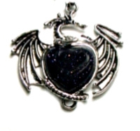 H24-07 DRAGON ON STONE HEART IN BLUE GOLDSTONE