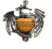 H24-10 DRAGON ON STONE HEART IN TIGER EYE