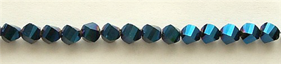MTCS-6mm BLUE CRYSTAL METALLICE TWISTED BEADS