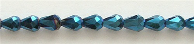 MTD-05-6mm BLUE CRYSTAL METALLIC TEAR DROP BEADS