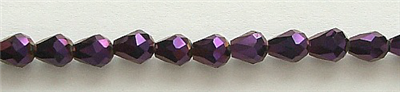 MTD-06-6mm PURPLE CRYSTAL METALLIC TEAR DROP BEADS