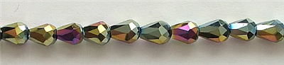 MTD-07-6mm RAINBOW CRYSTAL METALLIC TEAR DROP BEADS