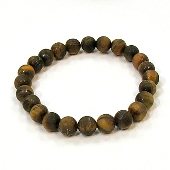 QB60-8mm STONE BRACELET IN TIGER EYE MATTE FINISH