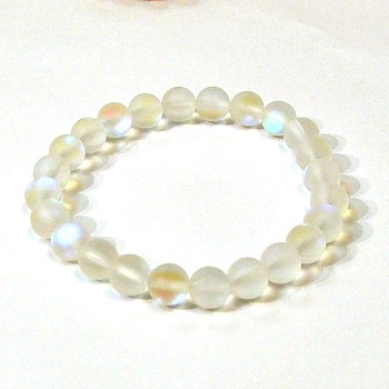 QCRB524-01-8mm CLEAR MERMAID GLASS BRACLETS IN MATTE FINISH