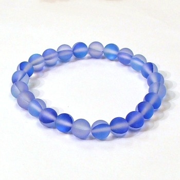 QCRB524-02-8mm BLUE MERMAID GLASS  BRACELET IN MATTE FINISH