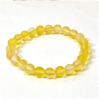 QCRB524-04-8mm YELLOW MERMAID GLASS BRACELET IN MATTE FINISH