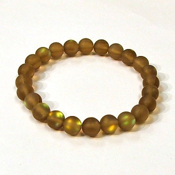 QCRB524-06-8mm COFFEE MERMAID GLASS BRACELET IN MATTE FINISH