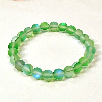 QCRB524-07-8mm GREEN MERMAID GLASS BRACELET IN MATTE FINISH