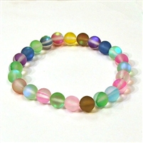 QCRB524-09-8mm 7 COLOR MERMAID GLASS BRACELET IN MATTE FINISH