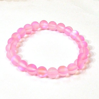 QCRB524-10-8mm PINK MERMAID GLASS BRACELET IN MATTE FINISH