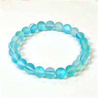 QCRB524-11-8mm TURQUOISE MERMAID GLASS BRACELET IN MATTE FINISH