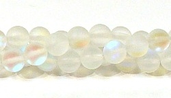 QRB524-01-8mm CLEAR MERMAID GLASS BEADS IN MATTE FINISH