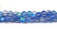 QRB524-02-6mm BLUE MERMAID GLASS BEADS MATTE FINISH