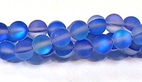 QRB524-02-8mm BLUE MERMAID GLASS BEADS IN MATTE FINISH