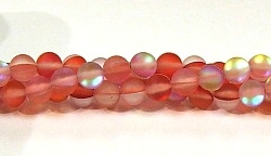 QRB524-03-6mm RED MERMAID GLASS BEADS MATTE FINISH