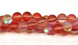 QRB524-03-8mm RED MERMAID GLASS BEADS IN MATTE FINISH