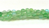 QRB524-07-6mm GREEN MERMAID GLASS BEADS IN MATTE FINISH