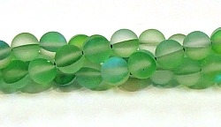 QRB524-07-8mm GREEN MERMAID GLASS BEADS IN MATTE FINISH