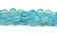 QRB524-11-8mm TURQUOISE  MERMAID GLASS BEADS IN MATTE FINISH