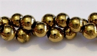 RB153-08mm HEMATITE  METALLIC GOLD BEADS