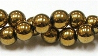 RB153-10mm HEMATITE  METALLIC GOLD BEADS