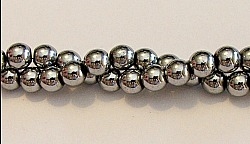 RB154-06mm HEMATITE METALLIC SILVER BEADS