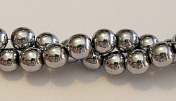 RB154-08mm HEMATITE  METALLIC SILVER BEADS