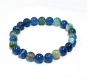 CRB182-8mm STONE BRACELET IN BLUE STRIPED AGATE