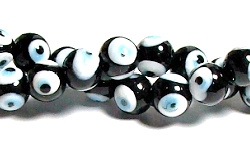 RB607-04 10mm GLASS BEADS IN EVIL EYE IN BLACK