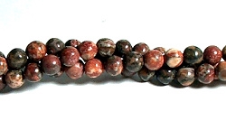 RB614-06mm STONE BEADS IN RED RHYOLITE