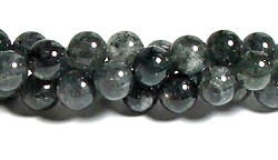RB616-08mm BLACK LEPIDOLITE STONE BEADS