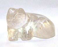 S1-101-09 STONE CAT LAYING IN CLEAR QUARTZ