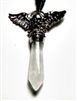 SW87-10 SKULL AND WINGS PENDANT IN CLEAR QUARTZ