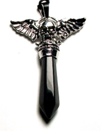 SW87-44 SKULL AND WINGS PENDANT IN ONYX