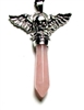 SW87-56 SKULL AND WINGS PENDANT IN ROSE QUARTZ