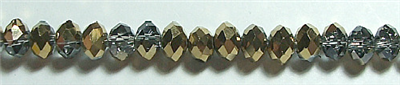 T-GD-CL-8mm GOLD AND SILVER CRYSTAL METALLIC RONDELL BEADS
