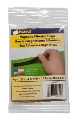 Magnetic Strip w/ Adhesive 1/2" X 4" (12 packs of 6 Pcs.)