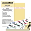PARKING VIOLATION W/Custom Imprint of Name/Address - 2 Part Carbonless Manila Tag with Perforation Stub and Adhesive Strips ­ 4.25" x 9.25", 50/Book