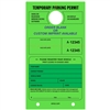 TEMPORARY PARKING PERMIT W/Custom Imprint  of Name/Address - Mirror Hang Tag numbered and with Tear-off Stub.  Fluorescent Green, 50/Pack