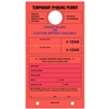 TEMPORARY PARKING PERMIT W/Custom Imprint of Name/Address - Mirror Hang Tag numbered and with Tear-off Stub.  Fluorescent Red, 50/Pack