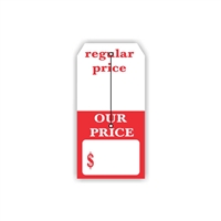 "Regular Price Our Price", 2.375 x 4.75 in., Slit Hang Tag, 500 per shrink pack