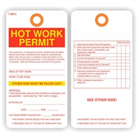 HOT WORK PERMIT, 2 Sided, 5.75" x 3", White Paper,, Plain, Pack of 100